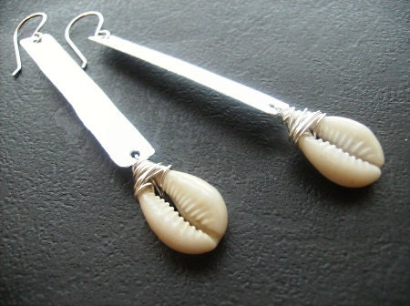 Silver and Cowrie Shell Earrings (Aluminum)