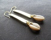 Gold and Cowrie Shell Earrings (Brass)