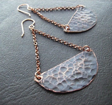 Hammered Oxidized Copper  Earrings
