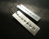Silver Blessed  Rectangle Message Earrings (Aluminum)