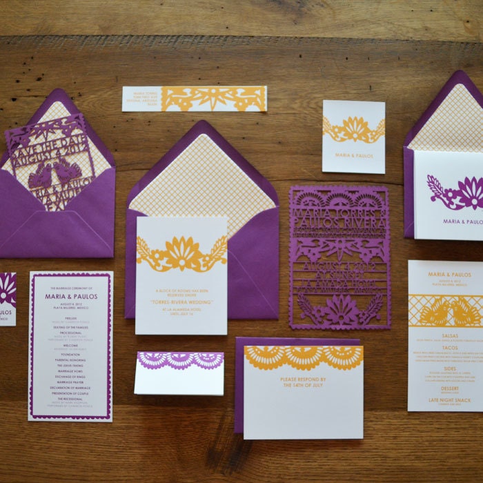 Papel Picado Laser Cut Wedding Invitation