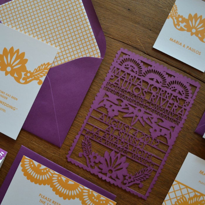 Papel Picado Laser Cut Wedding Invitation