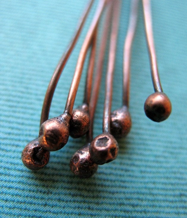 Extra Long 20 Gauge Antiqued Copper Headpins - set of 6