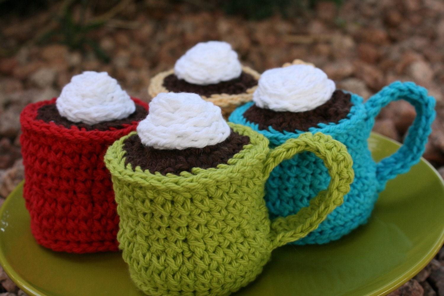 CUSTOM Cotton Play Food--  Espresso Con Panna or Hot Cocoa -You Choose Color- Ships Next Business Day