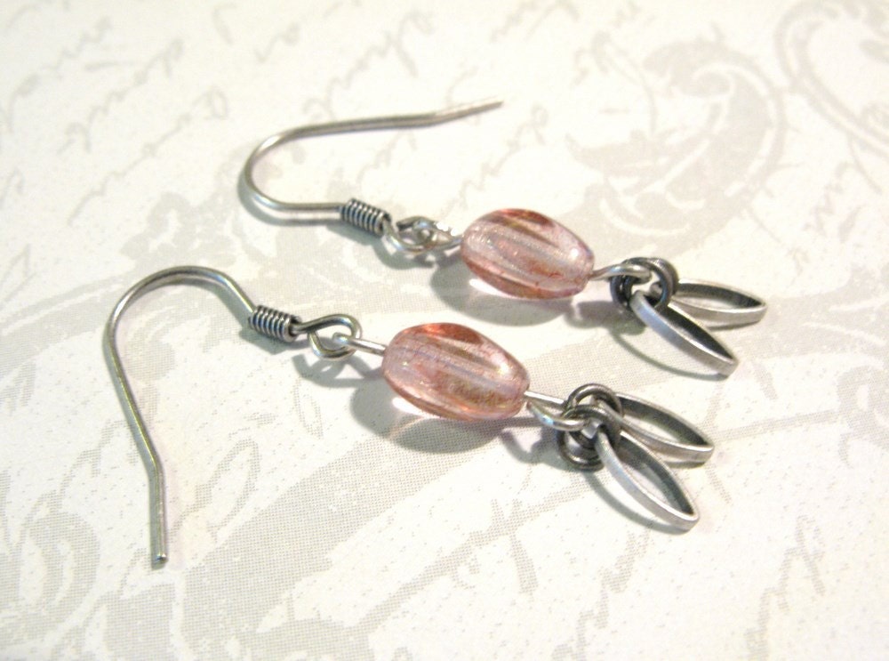 Cute Pink Matt Silver Earrings