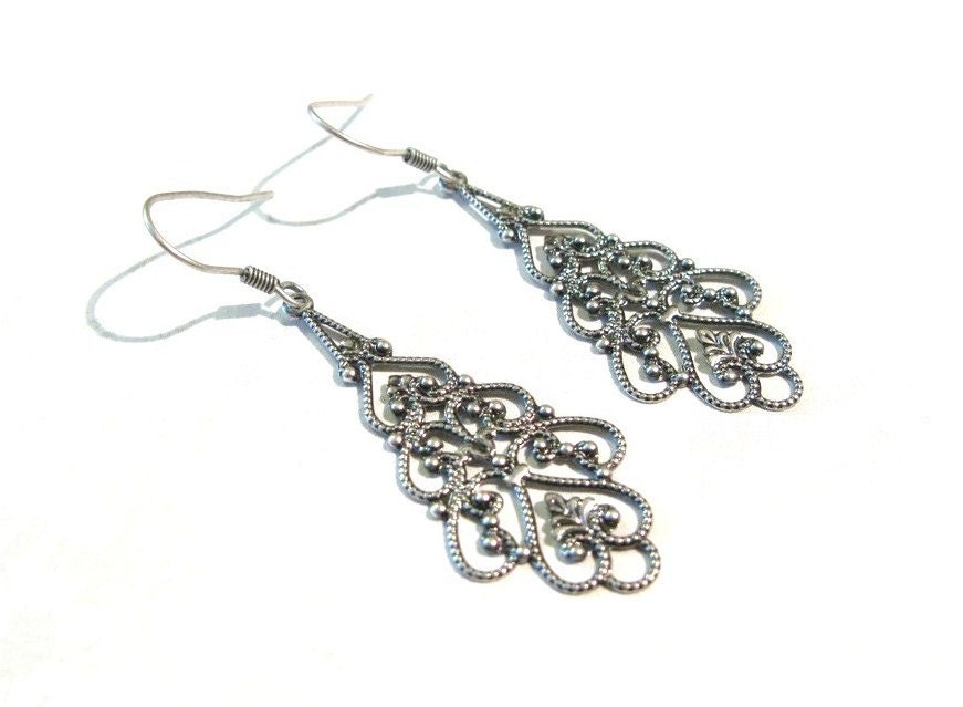 Antique Silver Filigree Earrings