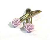Elegant Rose Antique Brass Snap Hair Clips