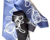 Hare Tie. Sketchy bunny rabbit silkscreened necktie. Choose standard or narrow width.