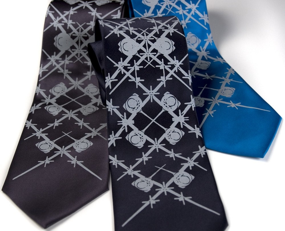 C-130 "Wingman" silkscreen necktie. Aviation argyle print tie. Pale grey ink. Choose standard or narrow.