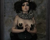 Burlesque Pirate Costume Clown Circus Ruff Collar Steampunk Victorian Gothic Striped Tim Burton  SOMETHING WICKED