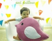 40 percent off (case only, DIY project) Oversized Bird Parade Pet Pillow -  Handmade Pillow for Baby Nursery, Room Decor, Birthday Gift