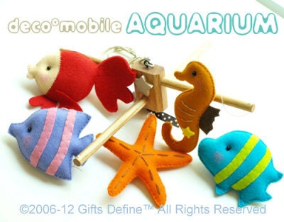 RESERVED for SSC - Musical Baby Mobile AQUARIUM Under the Sea Theme Nursery - Custom Mobile Hand-Crafted for Kids Room or Nursery Decor