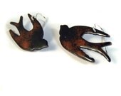 red winged blackbird enamel earrings / onyx black, scarlet red, pumpkin orange