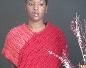 Women's Crochet Fashion Poncho Ponchette Pattern - Red