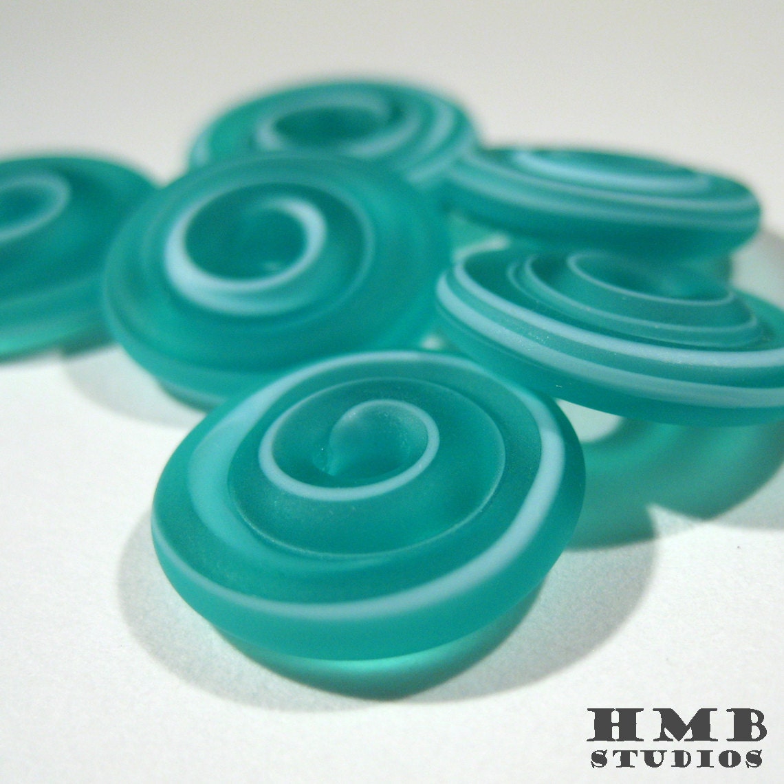 Rondelles - Matte Light Blue on Teal