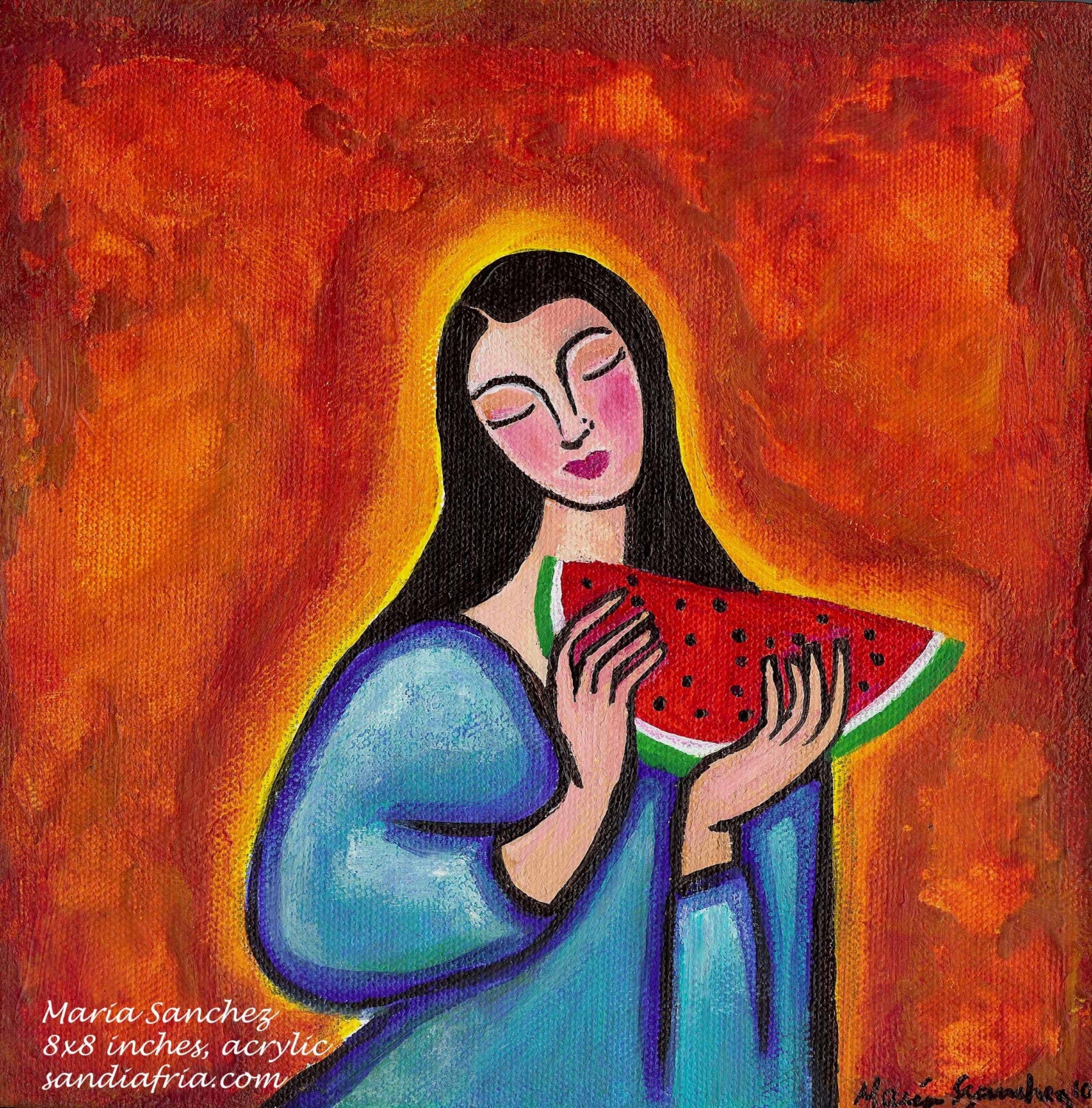 Maria de las Sandias painting 8x8 inches