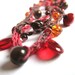 Crochet jewelry, beaded crocheted cotton yarn necklace or wrap bracelet, cherry red chestnut brown golden amber