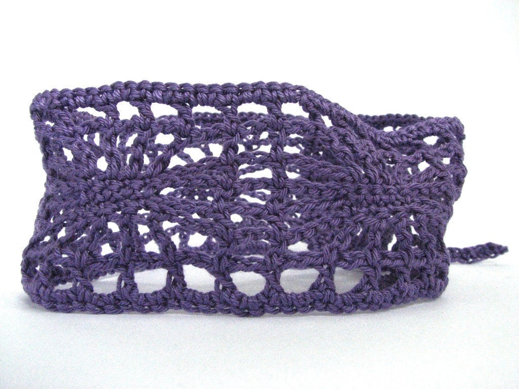 Purple lacy hairband, cotton crochet headband, spiderweb, tie fastening, fit child to adult, choker necklace, Rhapsody