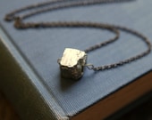 pyrite necklace geometric jewelry in statement nugget design