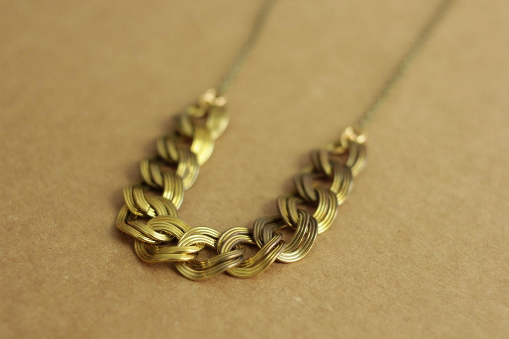 Long chain necklace in japanese vintage brass statement necklace