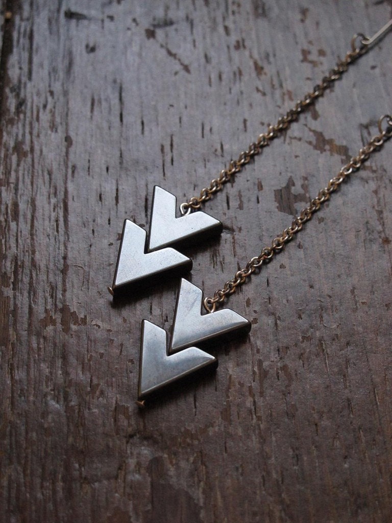 arrow earrings geometric jewelry in chevron with silver finished chain