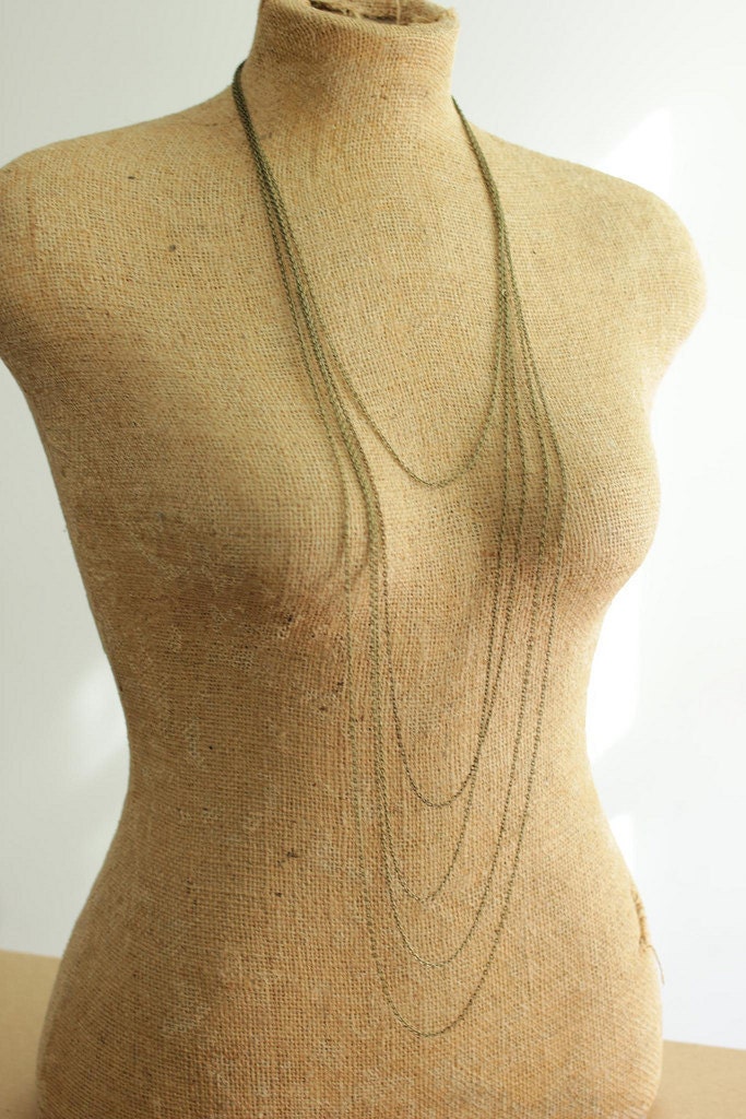 long minimal necklace with multi layered chains