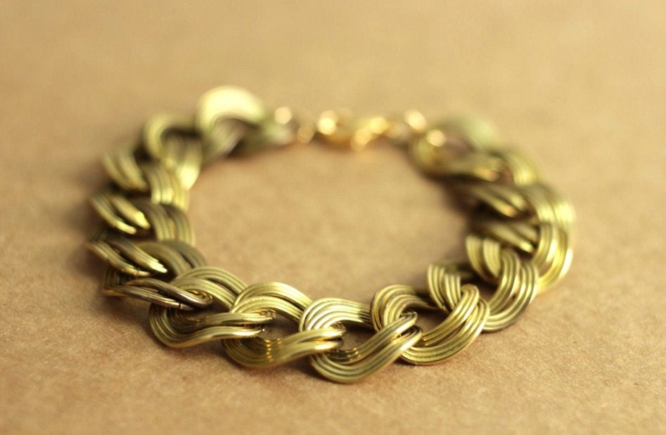 chunky chain bracelet in vintage brass