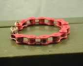 Pink Bicycle Chain Bracelet or blue or yellow or green or white or gold or purple