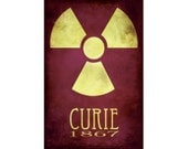 Science Art Print 12x18 Marie Curie Rock Star Scientist Steampunk Radioactive Radiation Radioactivity Geek Scientific Educational Diagram