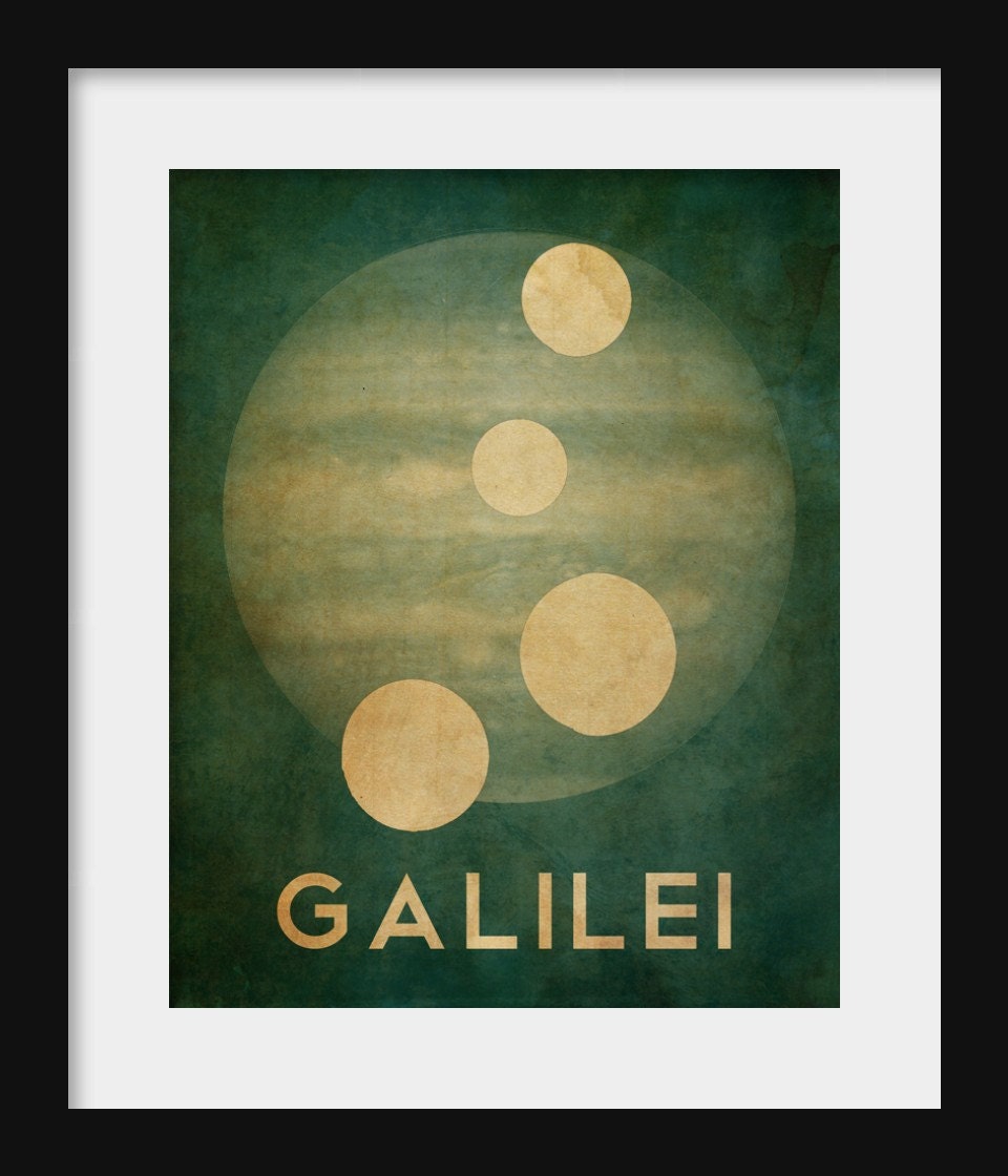 Galileo Galilei 8x10 - Rock Star Cosmic Pioneer Fine Art Astronomer Poster Print - Moons of Jupiter