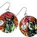 Summer Love Hipster Owls - hand-painted colorful earrings - silver hooks
