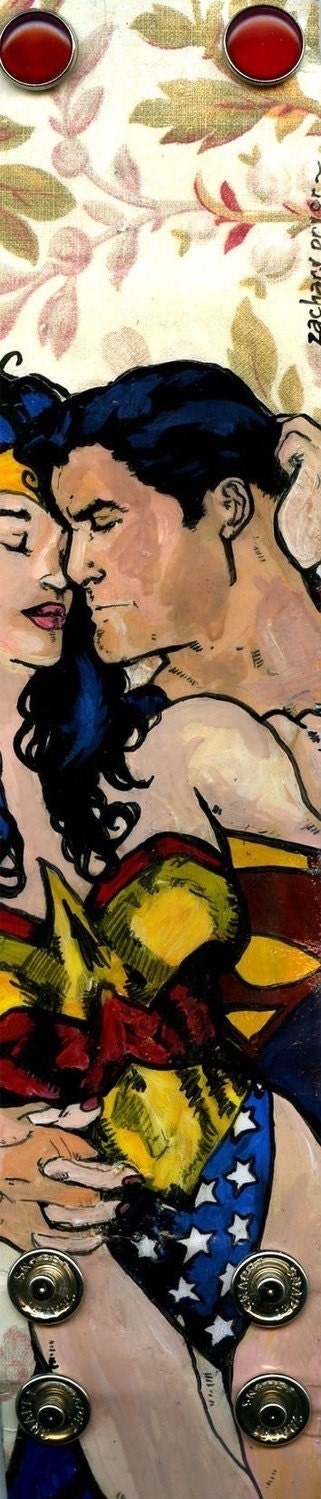 Wonder Woman loves Superman - Heroic Love hand-painted canvas Cuff