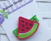 Boutique Embroidered Felt Watermelon Hair Clippie