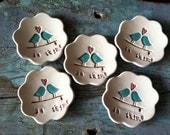Bridesmaids Gift Ring Dishes Je Taime Love birds  Set of 5