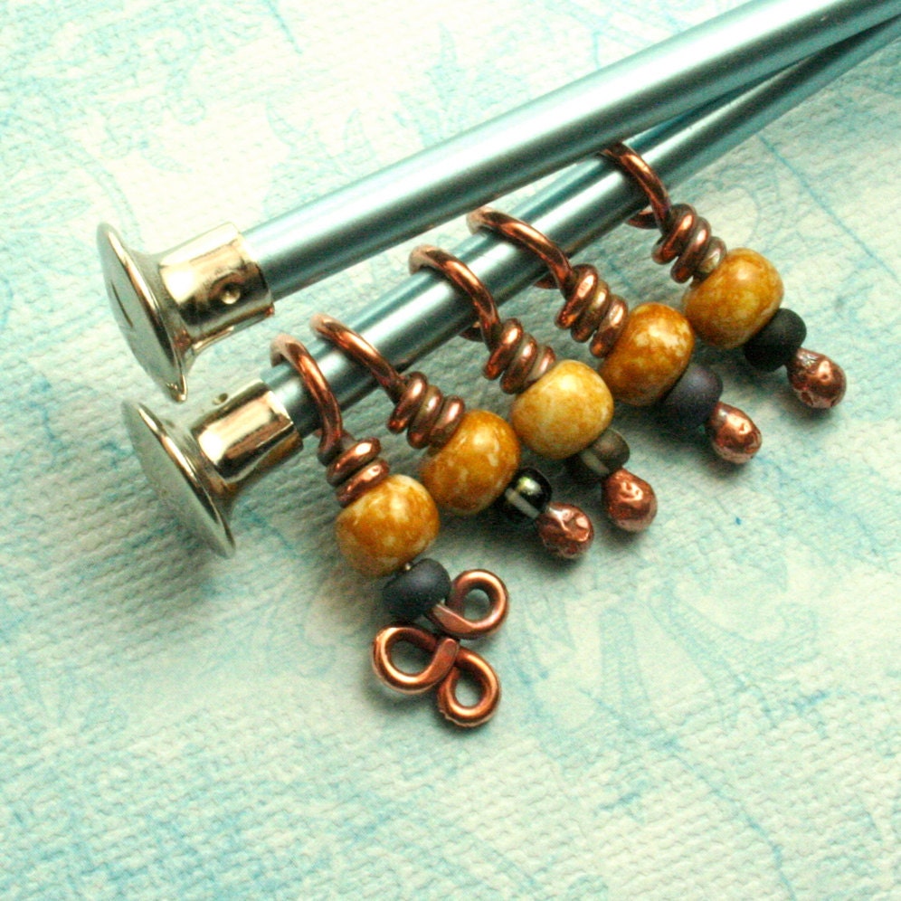 Rustic Pottery Stitch Marker Set - Size 7