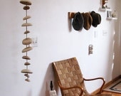 Mudpuppy Moon wind chimes organic hanging disc bells sculpture - natural buff stoneware