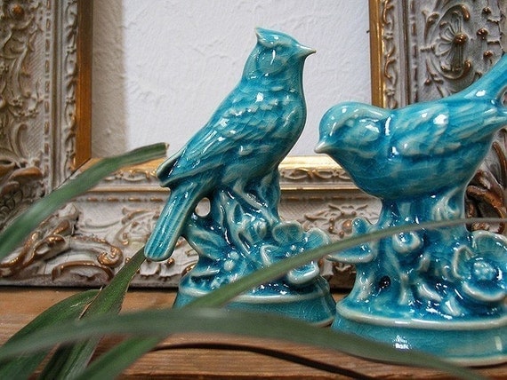 Arboretum Series - Ceramic Blue Jay with Peking Turquoise Blue crackle glaze