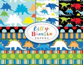 DINOBRIGHT dinosaur mix and match digital scrapbook papers Commercial USE Il_170x135