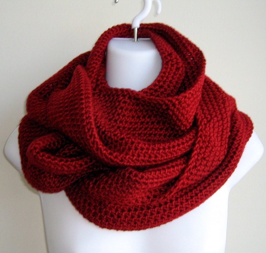 Solid Red Infinity Loop Scarf SAMANTHA