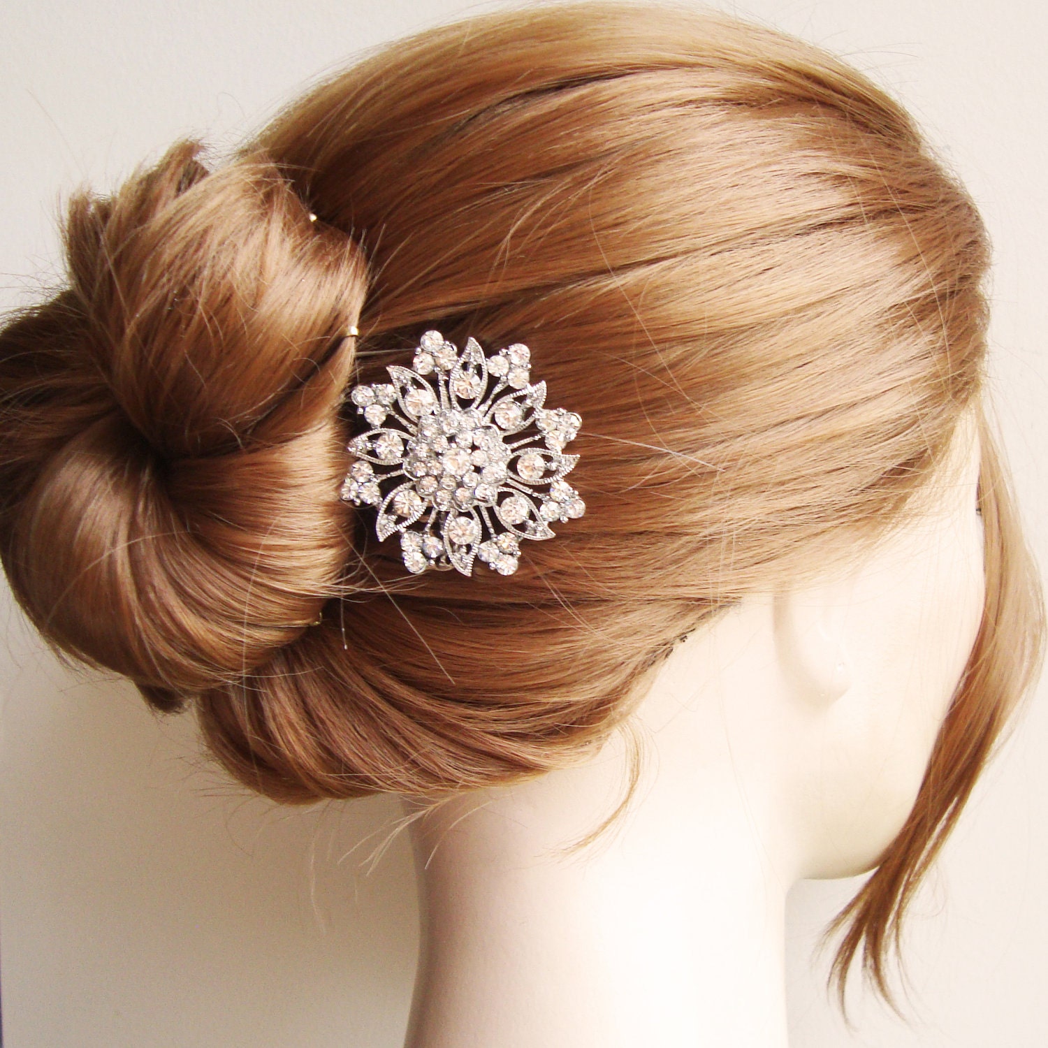 Rhinestone Flower Bridal Hair Comb, Vintage Wedding Hair Comb, Bridal Hair Accessories, Old Hollywood Glamour, Bridal Head Piece, ADELE