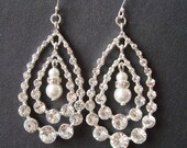 Teardrop Rhinestone Hoop Earrings, Vintage Style Chandelier Wedding Earrings, Rhinestone Chandelier Earrings, Sterling SIlver Wires, KAYLA