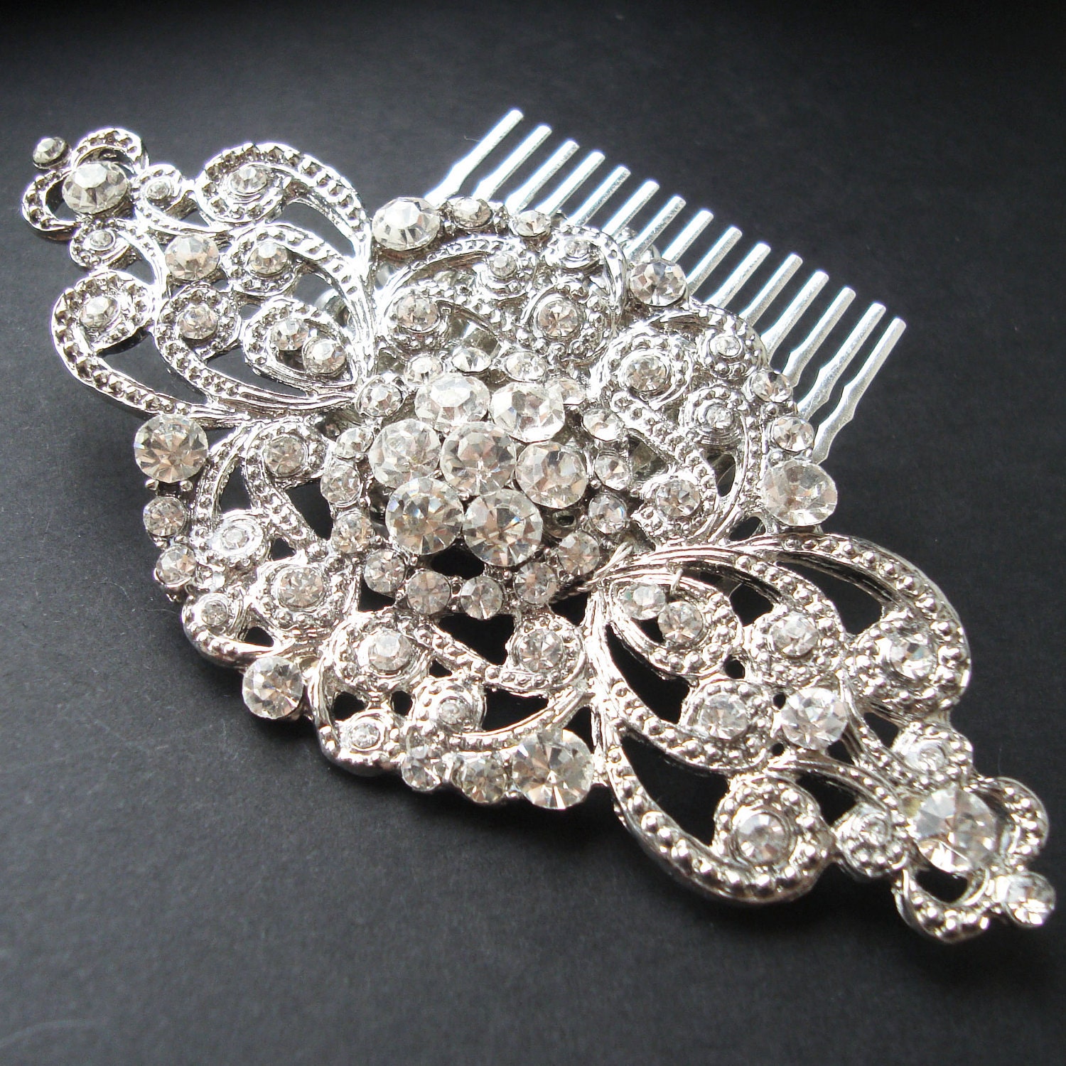 Vintage Style Bridal Hair Comb, Wedding Bridal Hair Accessories, Art Deco Wedding Hair Comb, Statement Bridal Headpiece, ANDORRA