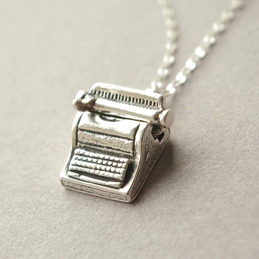 Writer's Block, Sterling Silver Typewriter Necklace