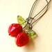 Candy Apples, Vintage Red & Green Glass Earrings, Dangly Vintage Red Earrings, CLEARANCE