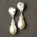 Pearl & Rhinestone Bridal Earrings, STERLING SILVER Earrings, Cubic Zirconia Earrings, Ivory White Pearl Earrings, Large version, CLASSIC