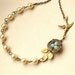 Vintage Leaf Bird's Nest Necklace, Blue Amazonite Egg Bird's Nest, Mother's Necklace, Pearl & Antiqued Bronze Gold Necklace, ROBIN'S NEST