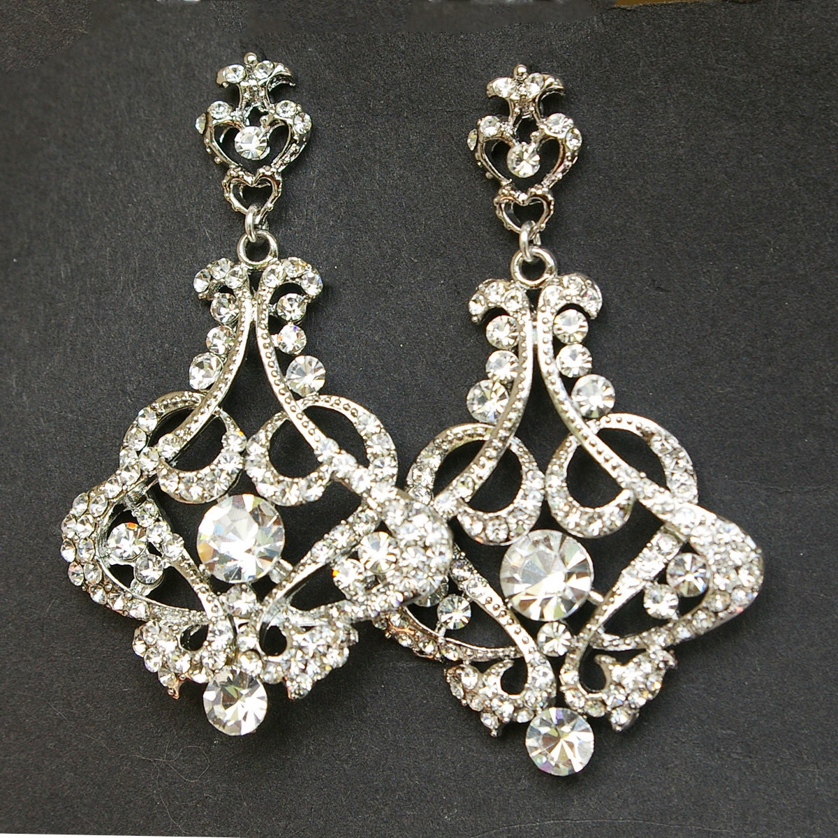 Crystal Chandelier Bridal Earrings, Vintage Style Chandelier Wedding Earrings, Victorian Style Statement Bridal Earrings, CRESSIDA