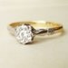 Art Deco Solitaire Diamond Ring, Platinum and 18k Gold Antique Diamond Wedding Engagement Ring Size US 6