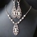 Bridal Jewelry SET, Ivory White Pearl and Rhinestone Bridal Necklace and Earrings, Silver Rhinestone Filigree Wedding Jewelry Set, Francesca