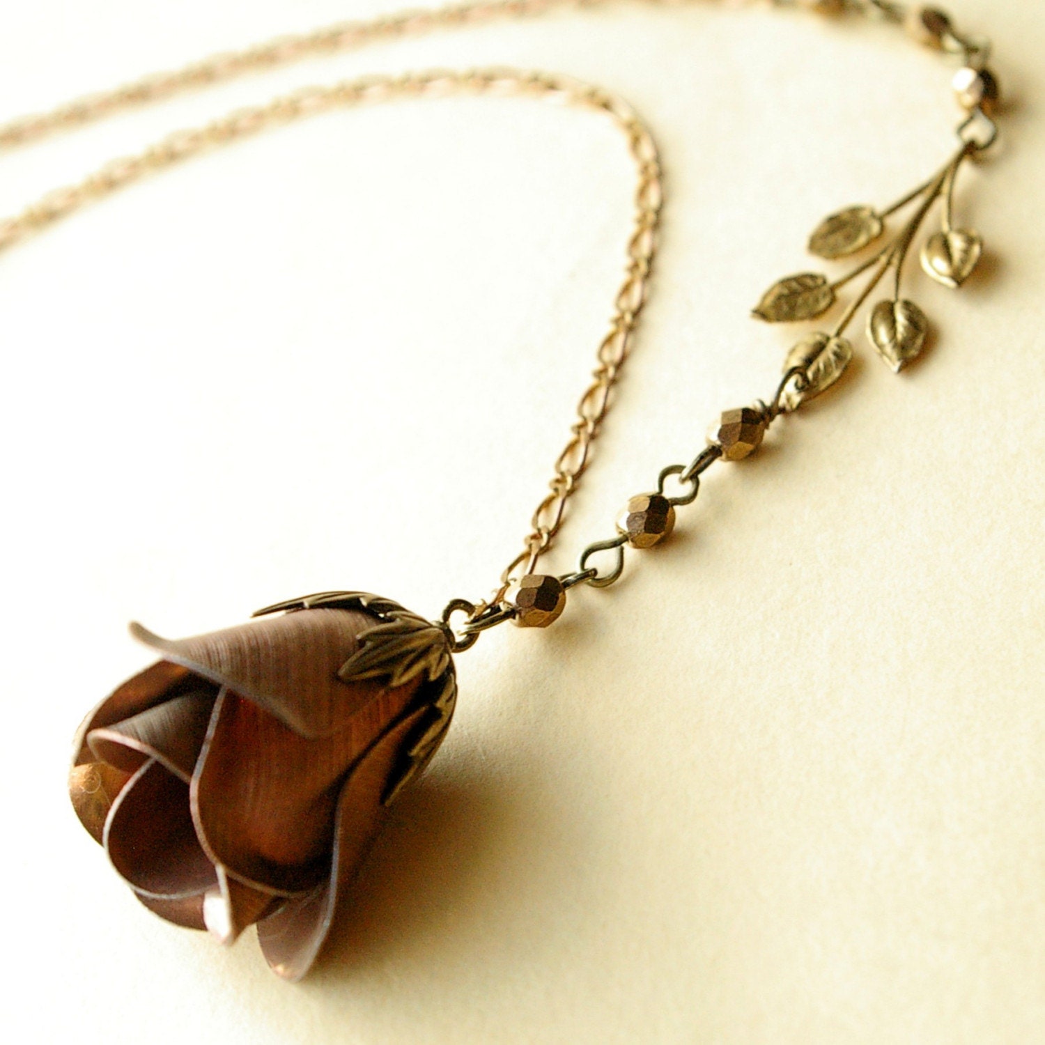 Autumn Rose. Long Vintage Necklace